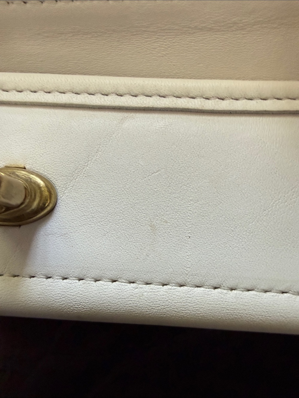 Vintage Coach Geometric bag 9043 white (cream) with brass - Picture 13 of 16